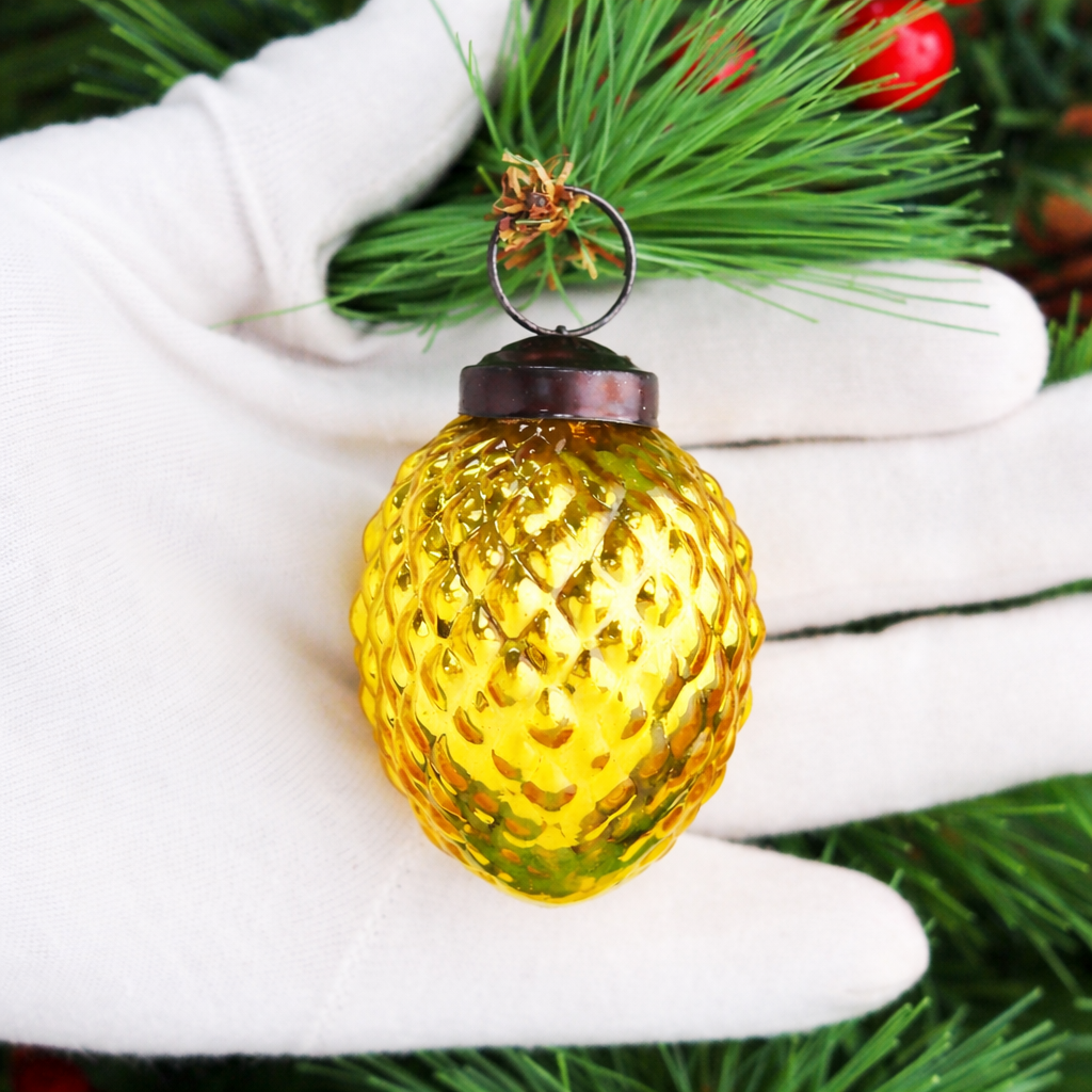 Gold Glass Pinecone Christmas Ornament
